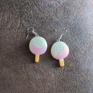 2$ Add On⭐Pink and Cream Lollipop Earrings